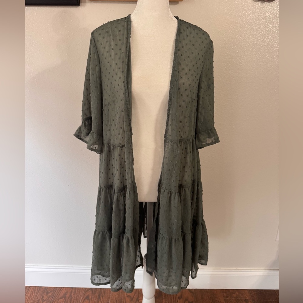 Torrid Textured Sheer Gray Cardigan